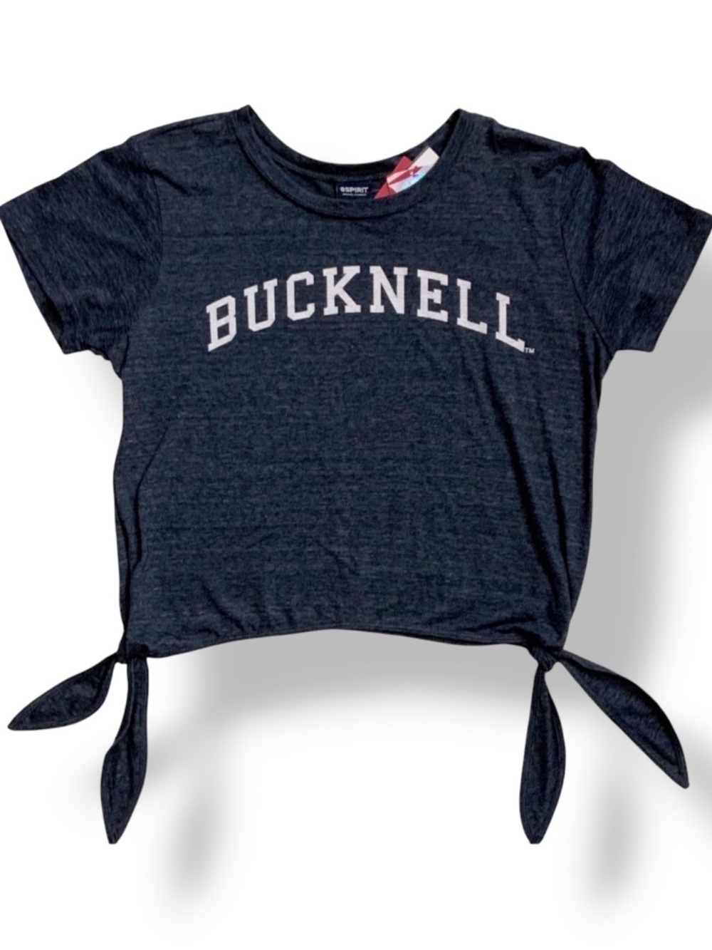 Spirit Bucknell College Tee Tie Up Knotted Short Sleeve Shirt Women Blue Medium